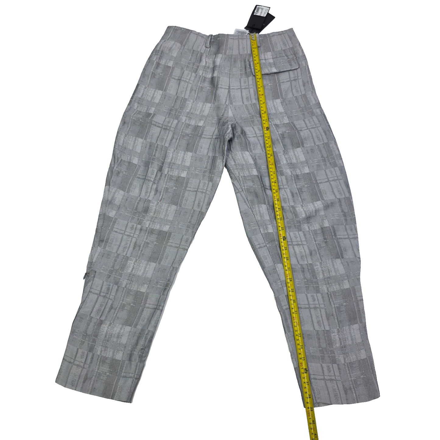 Giorgio Armani Check Motif Concealed Trousers Grey Wide Pleats Pants 42 BNWT