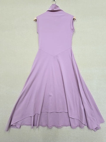 Bebe Purple Midi Cocktail Dress L Sleeveless Mock Neck Strappy