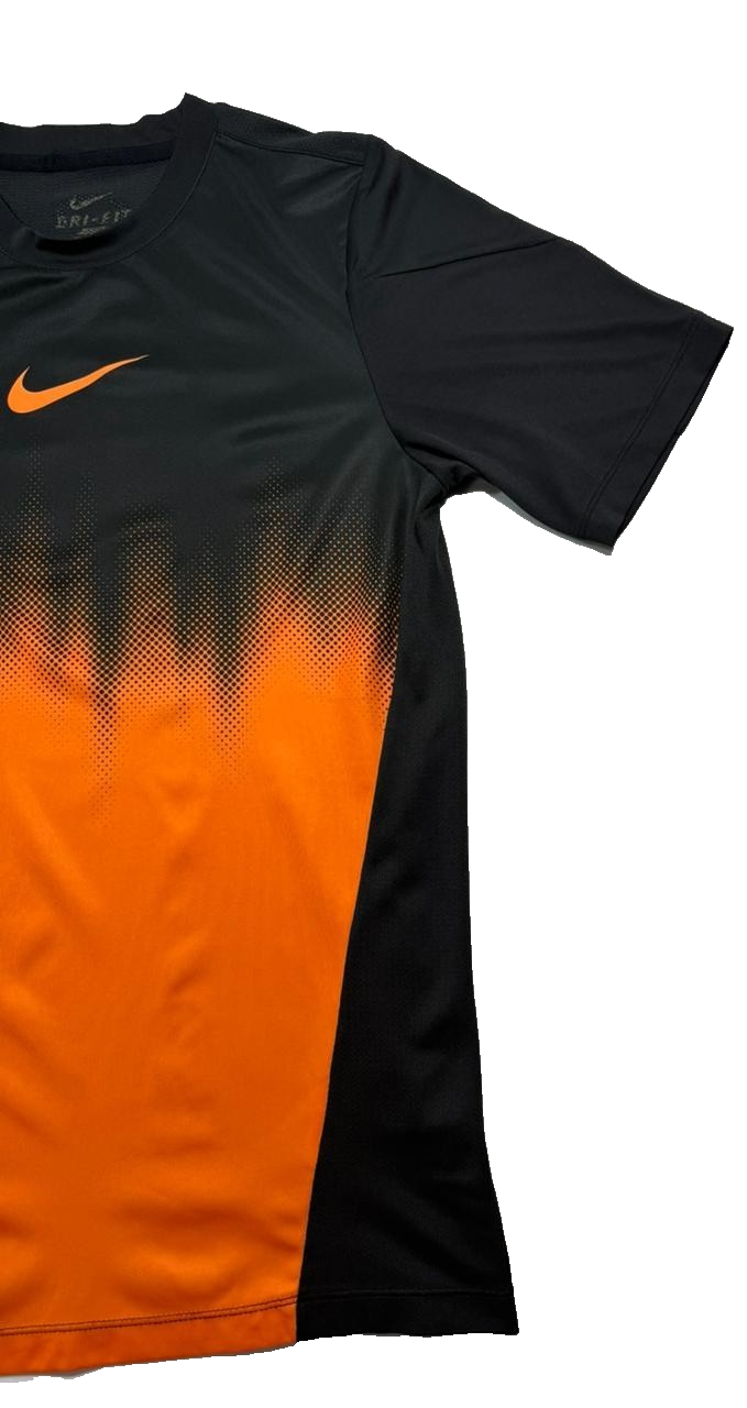 Nike Dri-FIT Men's Training T-Shirt Black Orange Gradient Swoosh Athletic Large