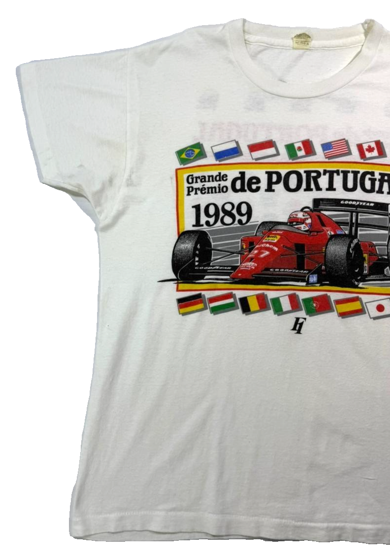 Screen Stars T-Shirt For Men Grande Premio De Portugal F1 Racing In White - XL