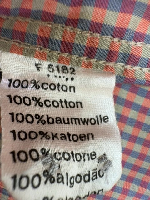 Lacoste Men Burgundy Gingham Cotton Button-Down Shirt Size 41 Preppy