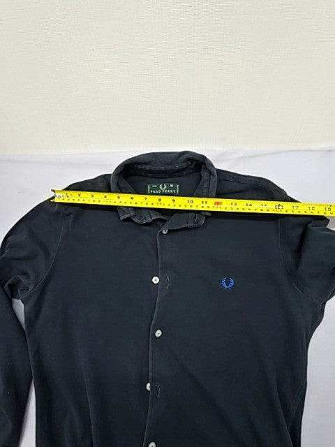 Fred Perry Black Cotton Button-Down Long Sleeve Shirt Men's M England