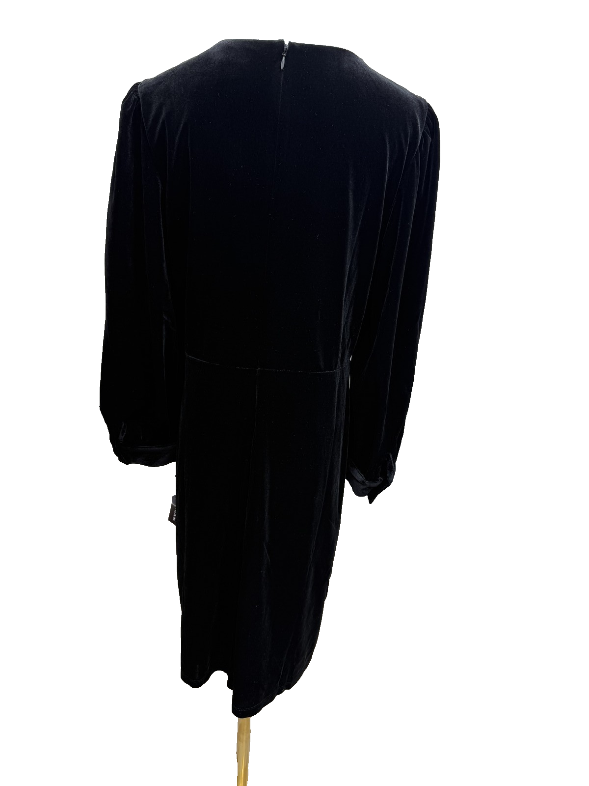 Donna Morgan Black Velvet V-Neck Long Bishop Sleeve Dress Sz 12