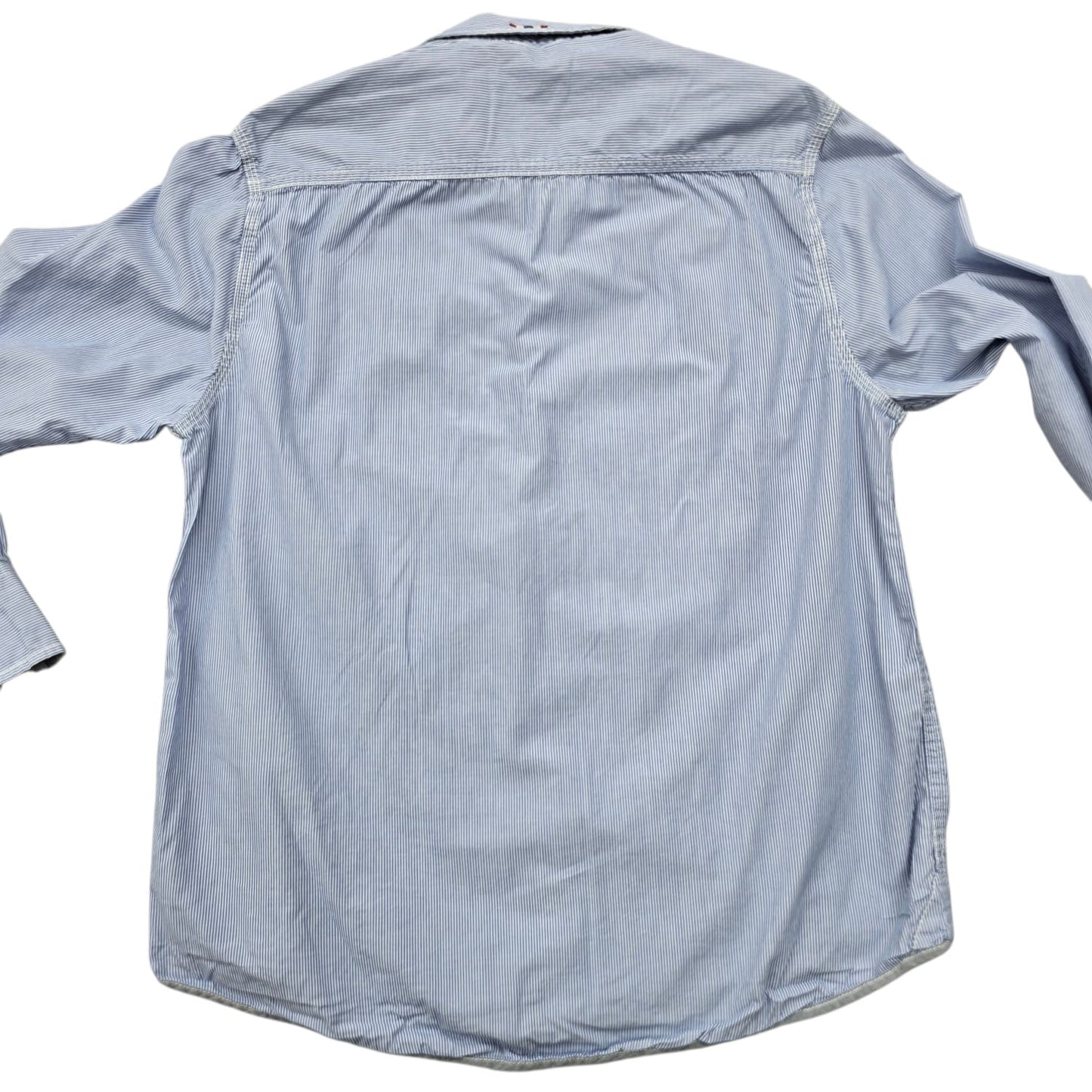 Napapijri Men's Blue White Pinstripe Cotton Shirt XL