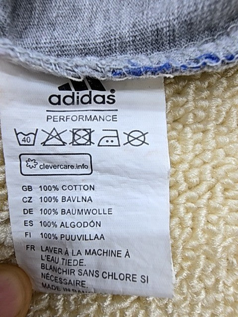 Adidas Grey Raglan Cotton T-Shirt L Short Sleeve Stripes