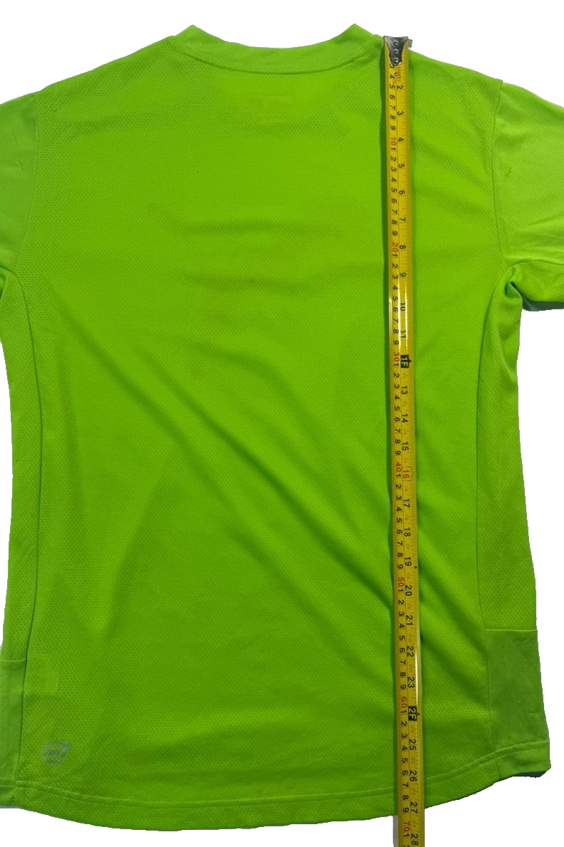 Puma Neon Green Performance T-Shirt With A Blue Graphic Log - Size S