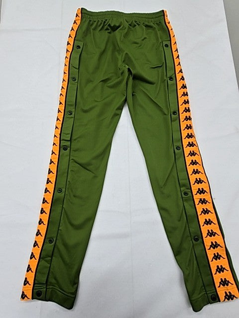 Kappa Men's Green Track Pants Small Side Stripes Tapered Polyester