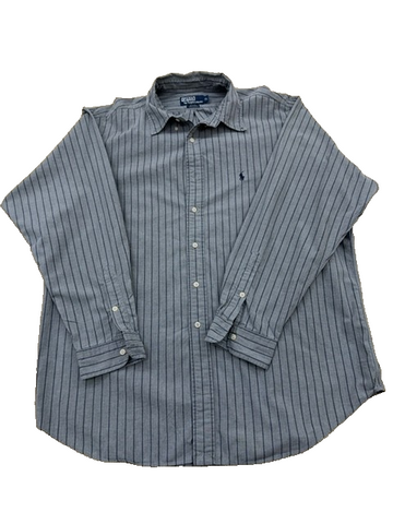 Polo Ralph Lauren Gray Striped Long Sleeve Cotton Button Up XL Men's