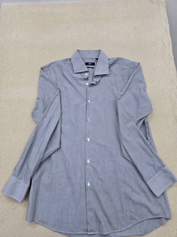 Boss Gray Striped Slim Fit Long Sleeve Dress Shirt Men's Regular