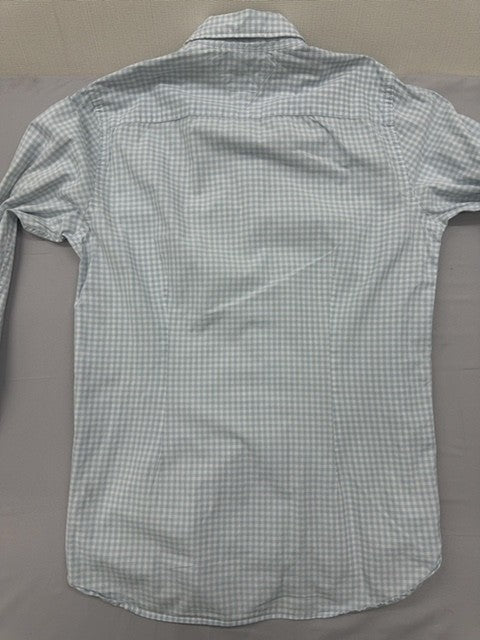 Tommy Hilfiger Men's Light Blue Gingham Slim Fit Long Sleeve Cotton Shirt M