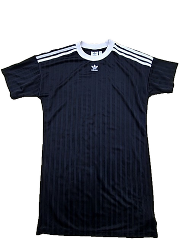 Adidas Women's Black Pinstripe T-Shirt UK 12 Short Sleeve Crew