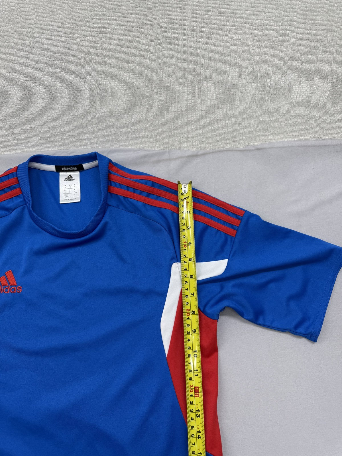 Adidas Men's Blue Stripe Short Sleeve Climalite Jersey S Thailand