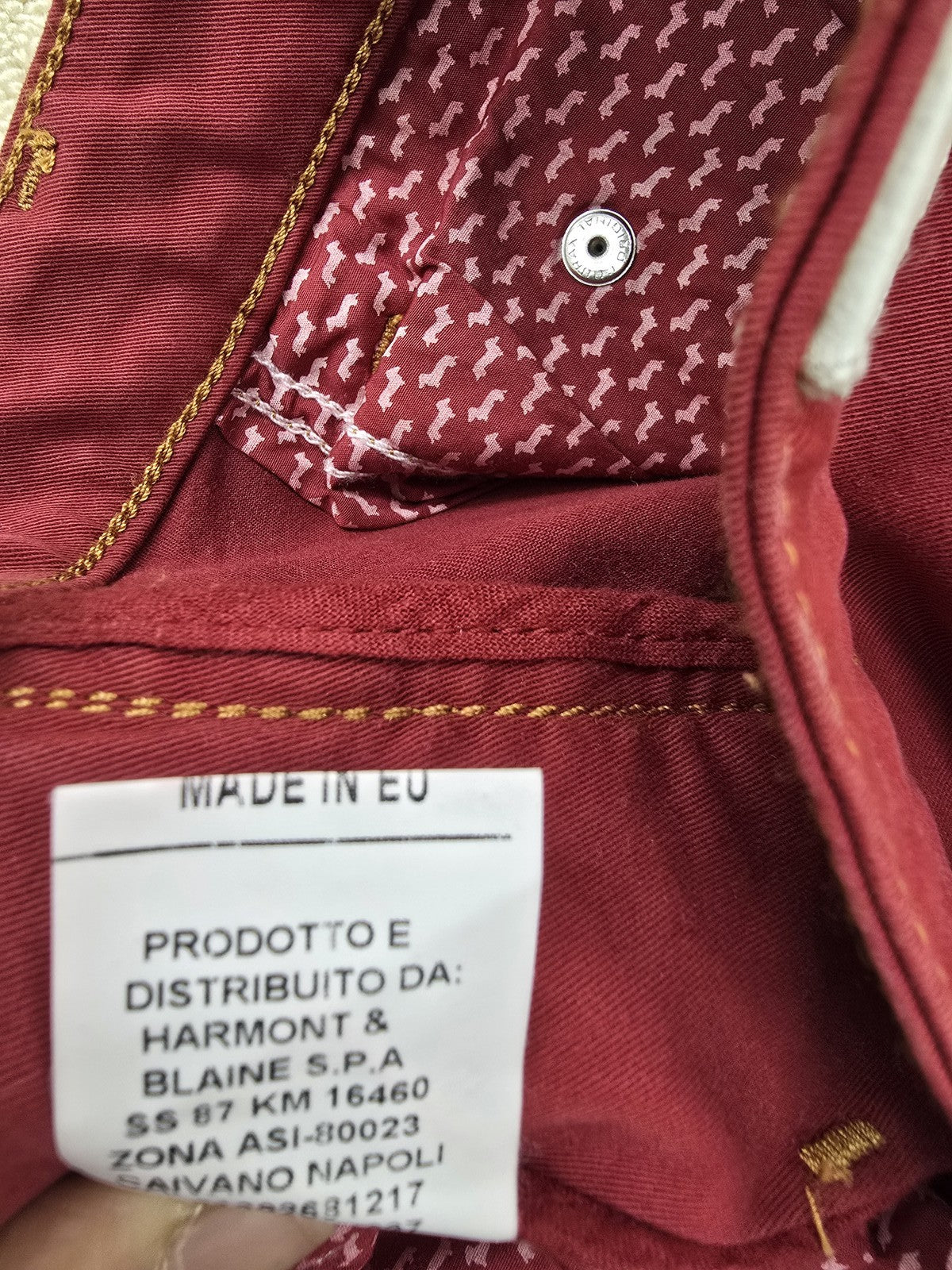 Harmont & Blaine Men's Burgundy Straight Jeans Sz 42 EU Dachshund