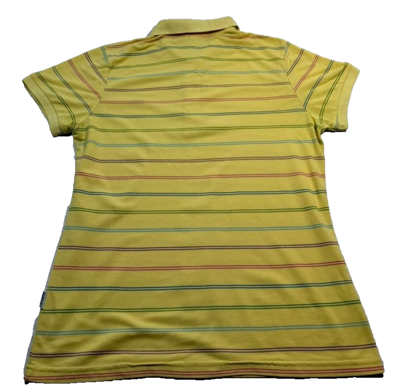 Lacoste Men Yellow Multi-Color Striped Pique Polo Shirt Croc Logo Xxxl