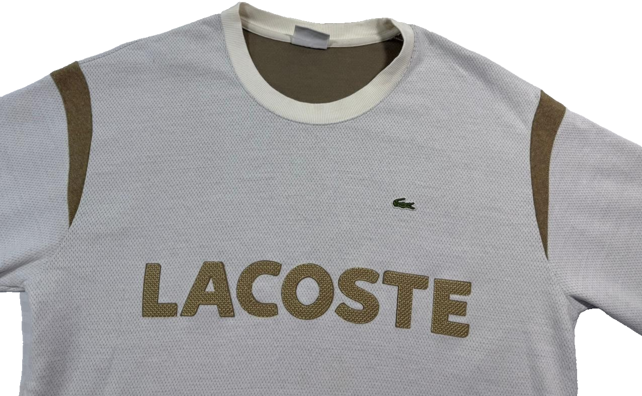 Lacoste Logo Embroidered T-Shirt Sweatshirt Cotton Blend Size 5 [ Unisex]