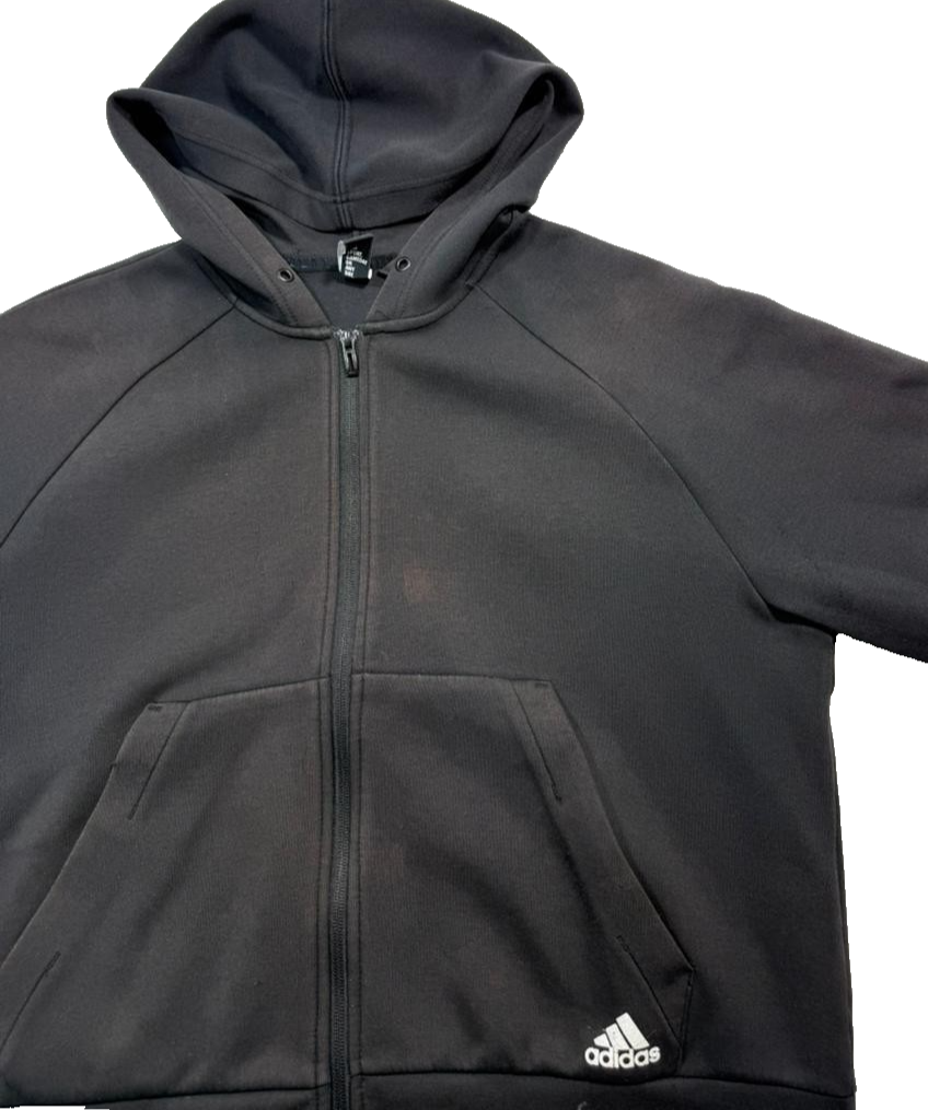 Black Adidas Hoodie Zip Up Men's Size XL Made In China
