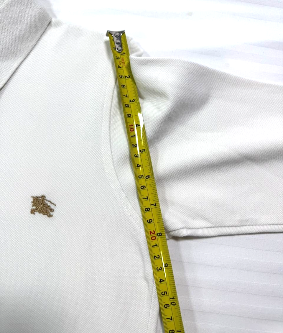 White Burberry Long-Sleeve Polo Shirt - Size M