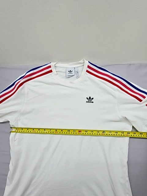 Adidas Originals Men's White Stripe 3-Stripes T-Shirt M Cotton