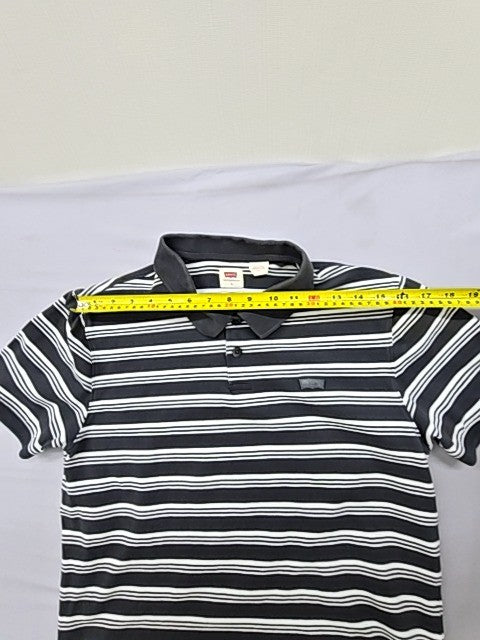 Levi's Men's Black White Striped Slim Fit Polo Shirt Size L Cotton