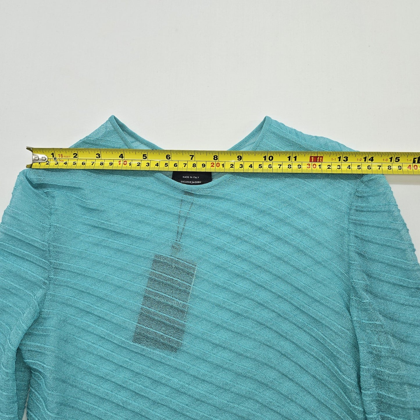 GIORGIO ARMANI Women's Turquoise Asymmetrical Long Sleeve Top EU 40