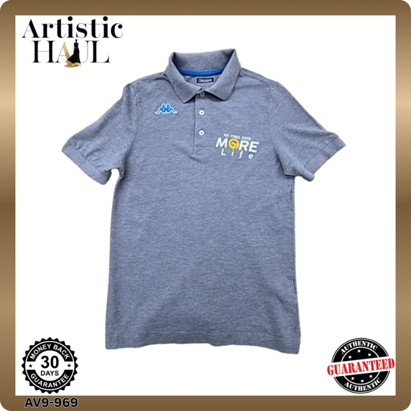Kappa Gray Cotton Polo Shirt Men's XS Short Sleeve Button Closure