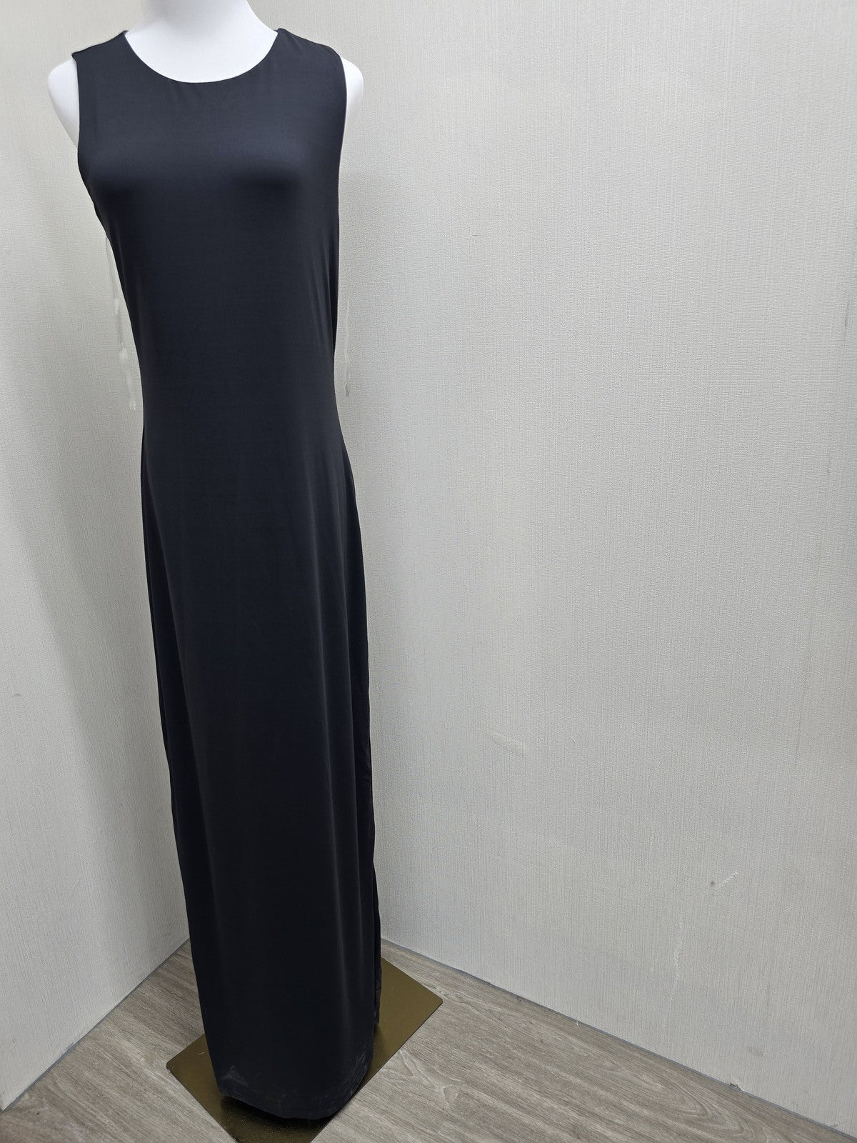 Bebe Black Rib Tank Maxi Dress L Stretchy Figure-Hugging