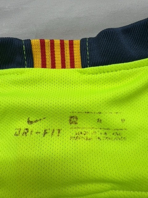 Nike Youth Neon Yellow FC Barcelona Soccer Jersey Dri-FIT Short Sleeve