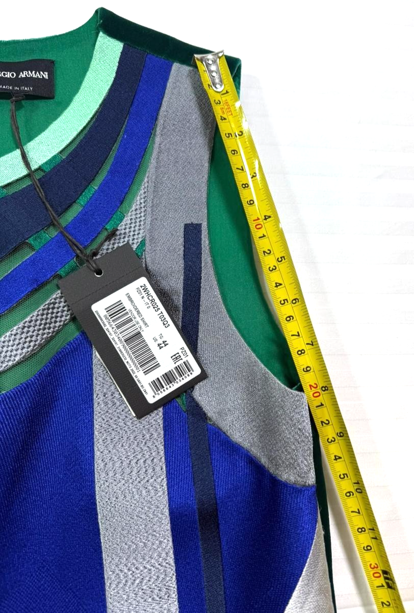 BNWT Armani Collezioni Sleeveless Top With Geometric Patch Work - Size 44