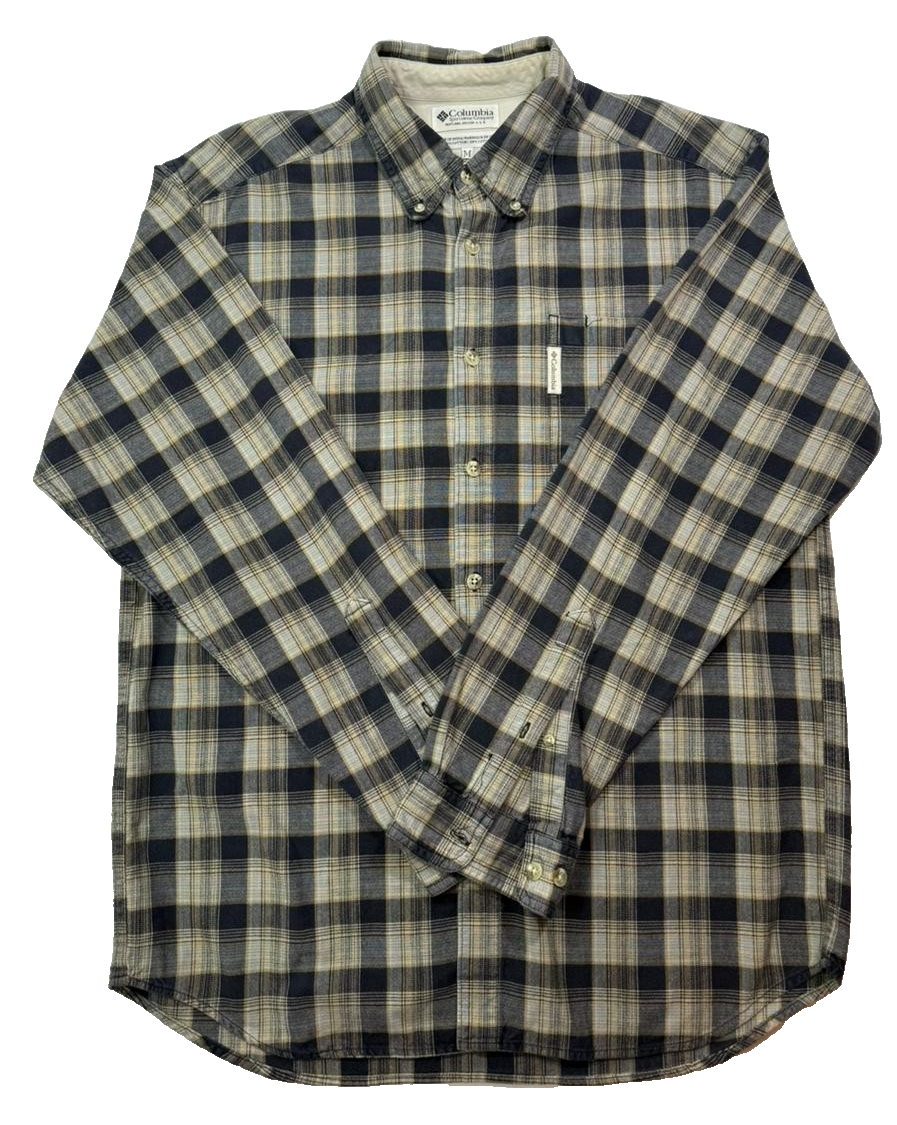 Columbia Men's Long-Sleeve Button-Up Plaid Shirt In A Brown And Beige - Size M