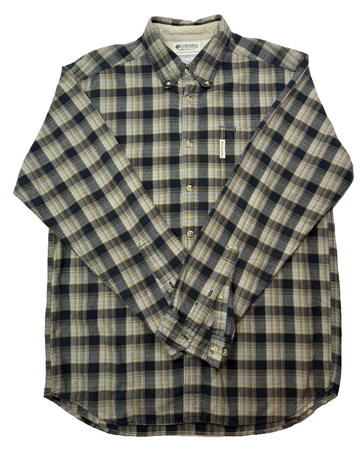 Columbia Men's Long-Sleeve Button-Up Plaid Shirt In A Brown And Beige - Size M
