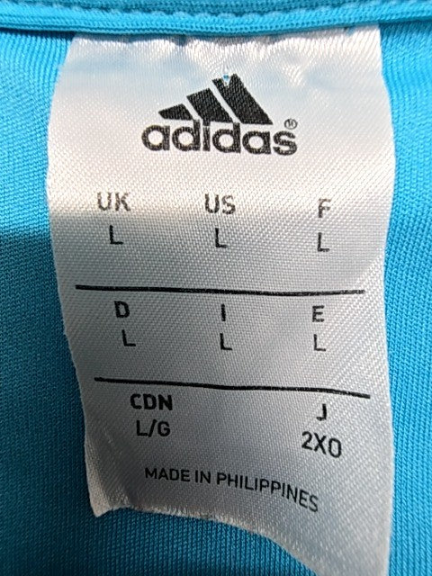Adidas Men's Light Blue Striped Football Jersey Size L Long Sleeve