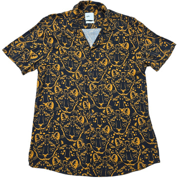 yd. Women's Black Gold Jaguar Print Button-Down Shirt Size M