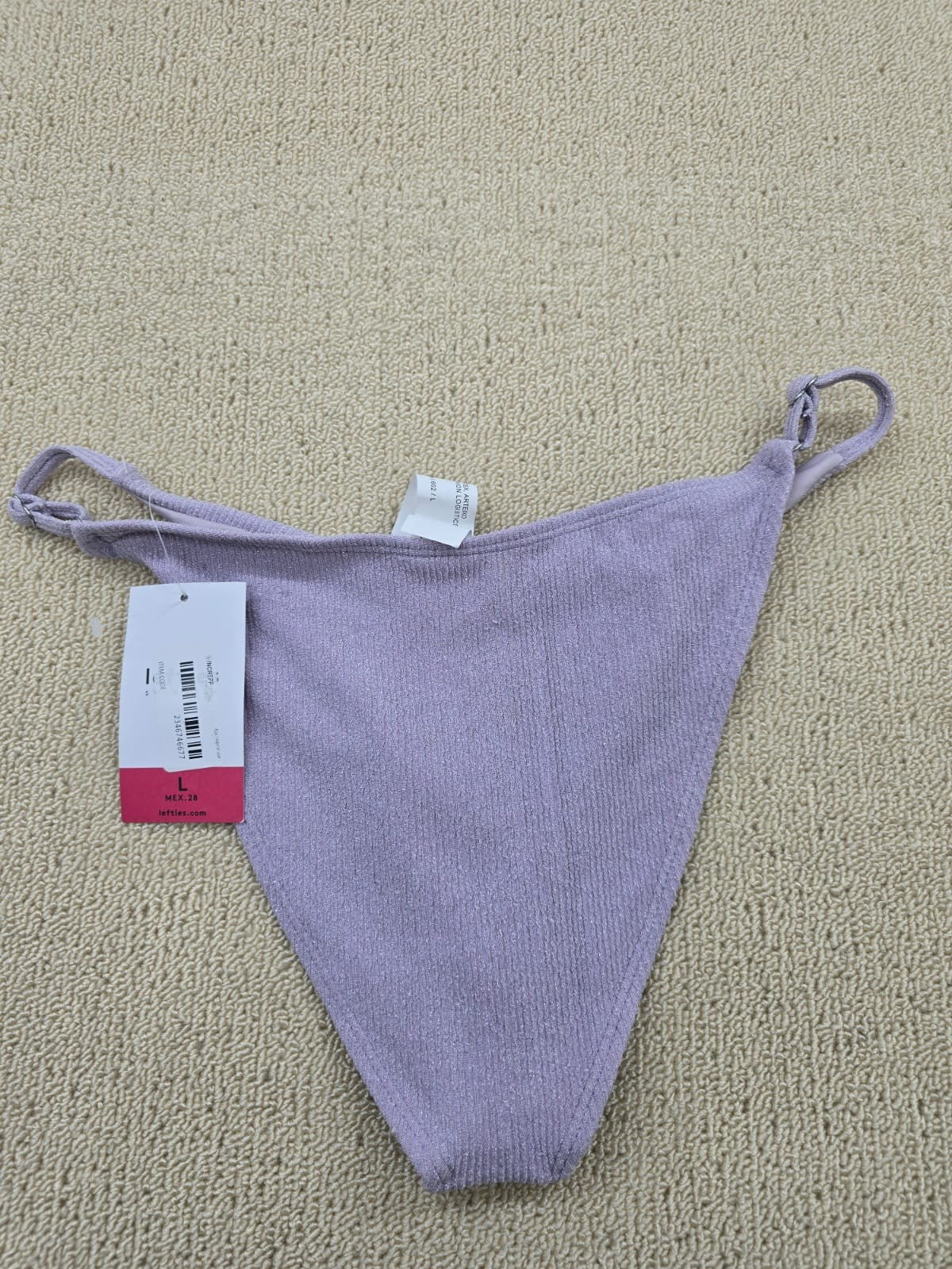 Lefties Women's L Purple Textured Bikini Bottom Swimwear