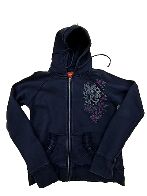 Hard Rock Cafe Unisex Navy Hoodie – Size XL, Floral, Cotton