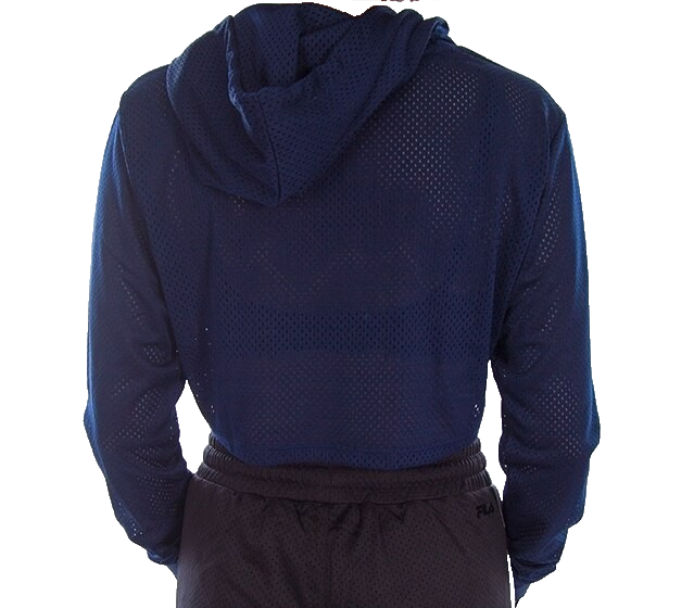 Women Fila Navy Mesh Hoodie Pullover � Lightweight Breathable Sportswear Size M