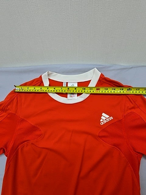 Adidas Men's Red Soccer Jersey L Climalite Short Sleeve Stripes
