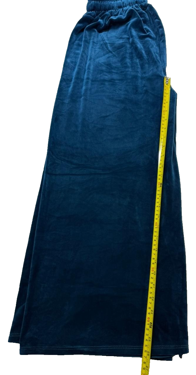 Woman Proto Moda Shengtai Valvet Drawstring Waist Trousers Sea Blue Size 36
