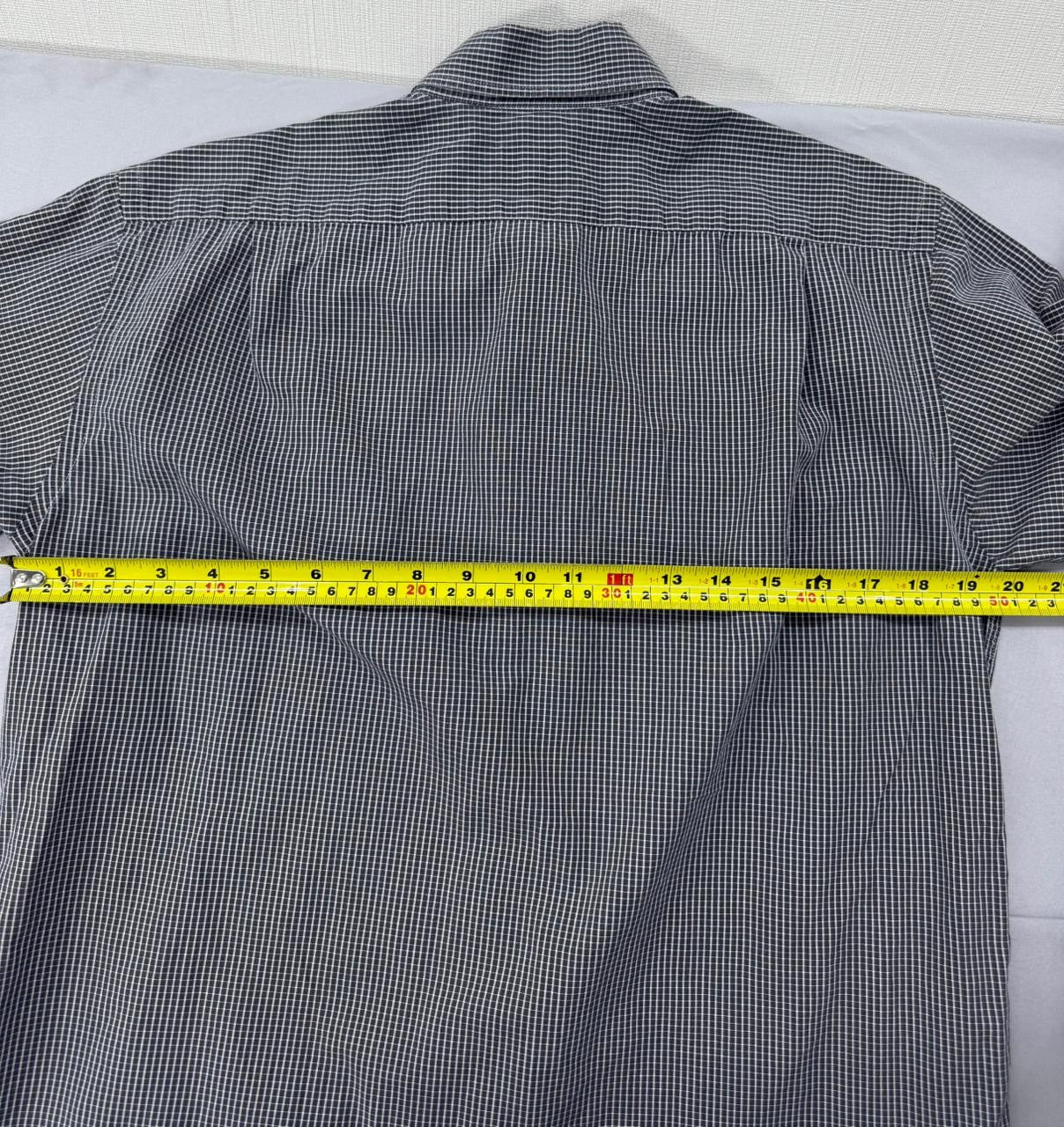 Lacoste Men's Gray Gingham Short Sleeve Cotton Button Down Shirt