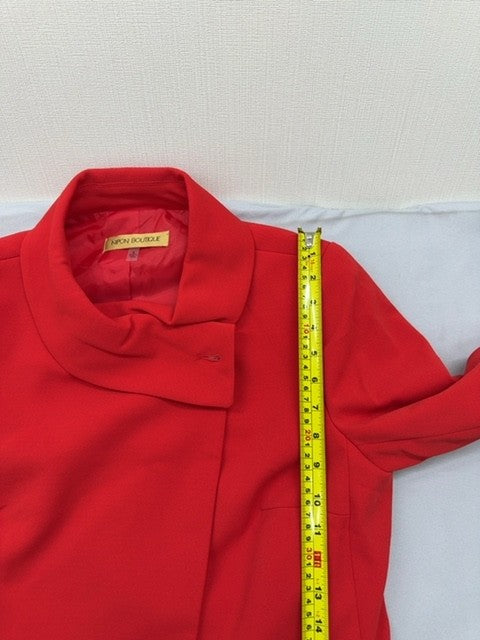 Nipon Boutique Red Wool Blend Wrap Jacket Women Sz 8 Long Sleeve