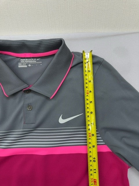 Nike Tour Performance Golf Polo Grey/Pink Stripe S Dri-FIT NWT