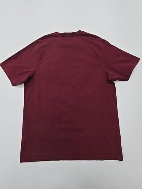 Pull&Bear Men's Burgundy Crew Neck T-Shirt Size L - Regular Fit