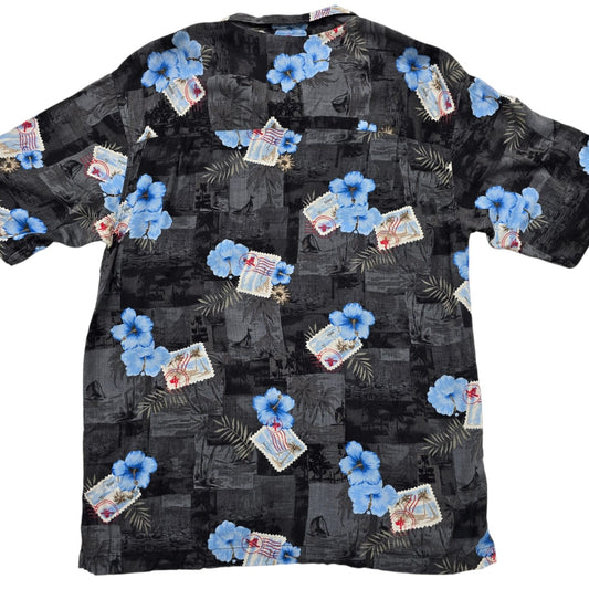 Caribbean Joe Men's Black Shirt – Size L, Floral