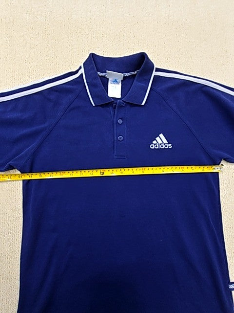 Adidas Navy Stripe Short Sleeve Polo Shirt Men's S Three Stripes