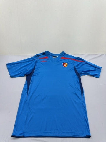 Umbro Men's Blue Soccer Field Jersey Short Sleeve Moisture Wicking Micro Mesh