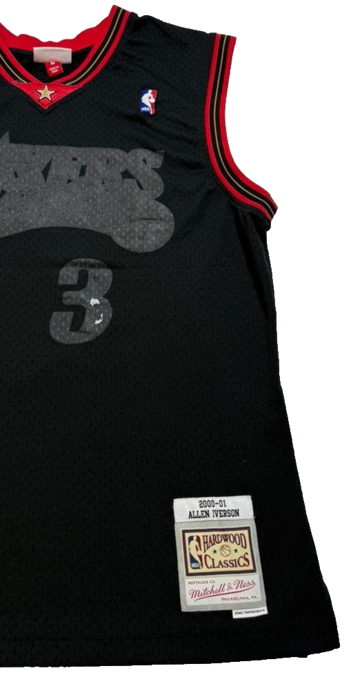 Men's Mitchell & Ness Allen Iverson Black Philadelphia Hardwood Classics Size L