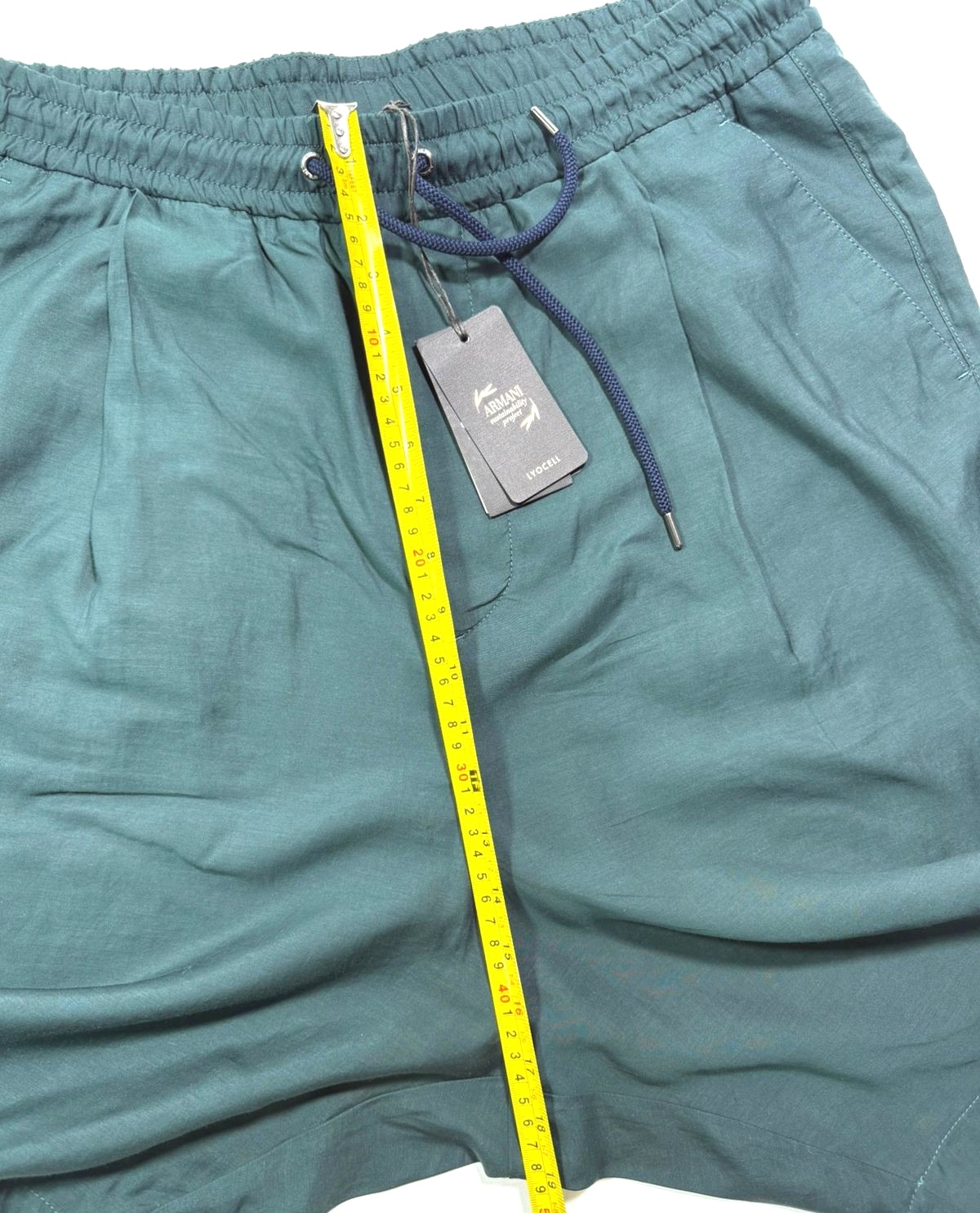 BNWT Giorgio Armani Men's Dark Green Drawstring Bermuda - Size 52