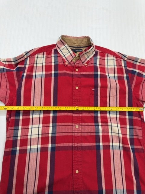 Tommy Hilfiger Men's Red Plaid Flannel Shirt Size L