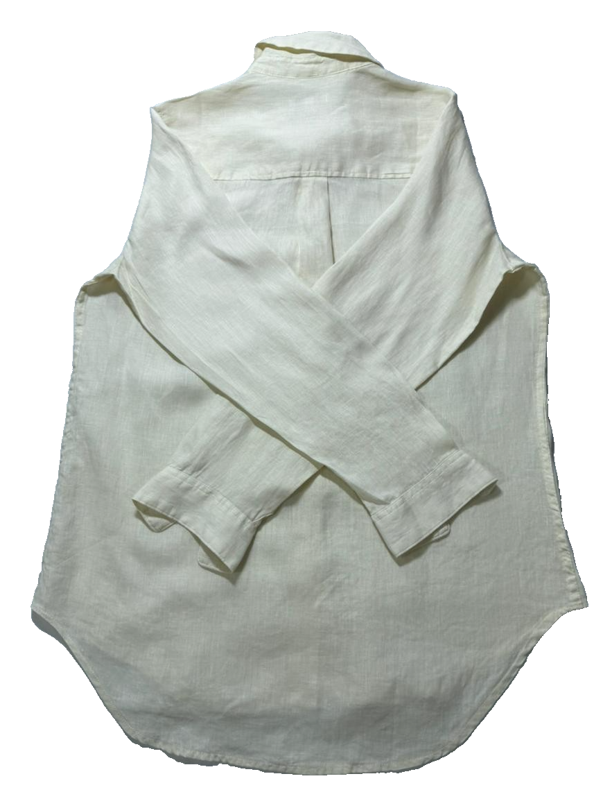 Target Woman Linen Button Up Shirt 10 Pastel Yellow Relaxed High Low Hem