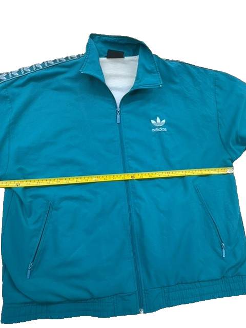 Adidas Unisex Track Jacket Turquoise Three Stripe Retro Nylon D8 F192