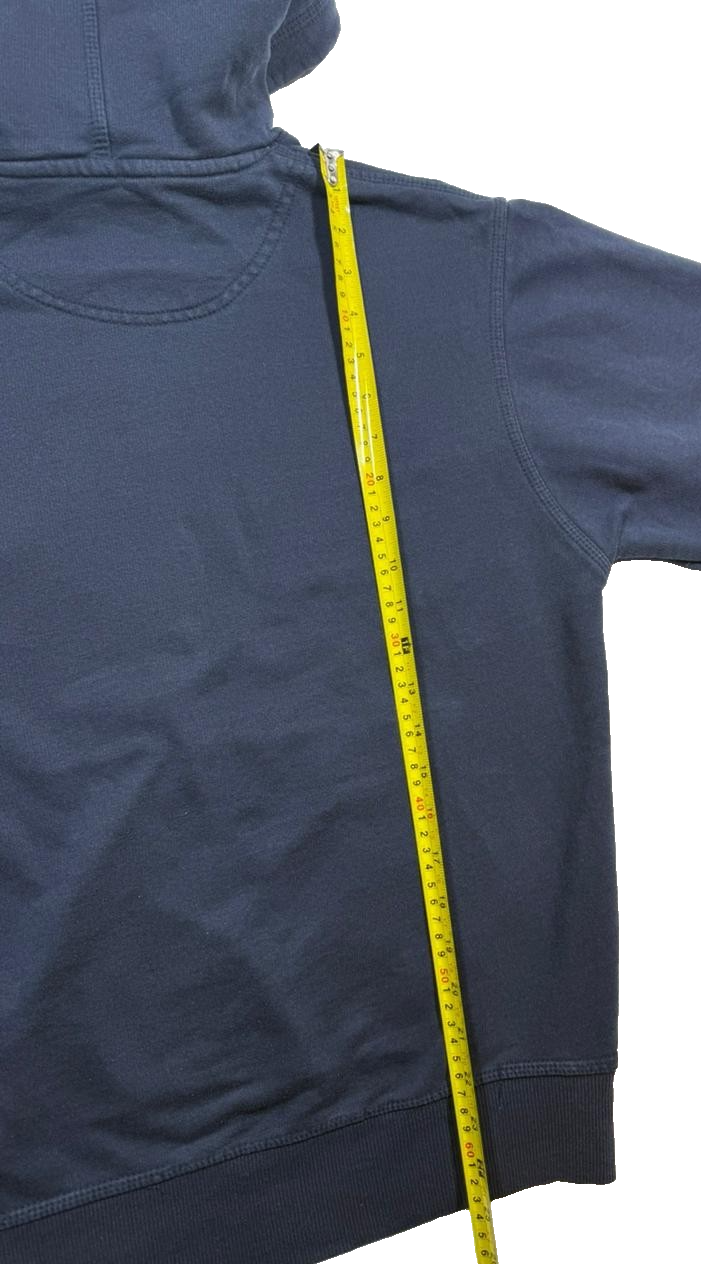 Champion Navy Blue Pullover Hoodie Small Logo Gray Lined Hood Sweatshirt Size S